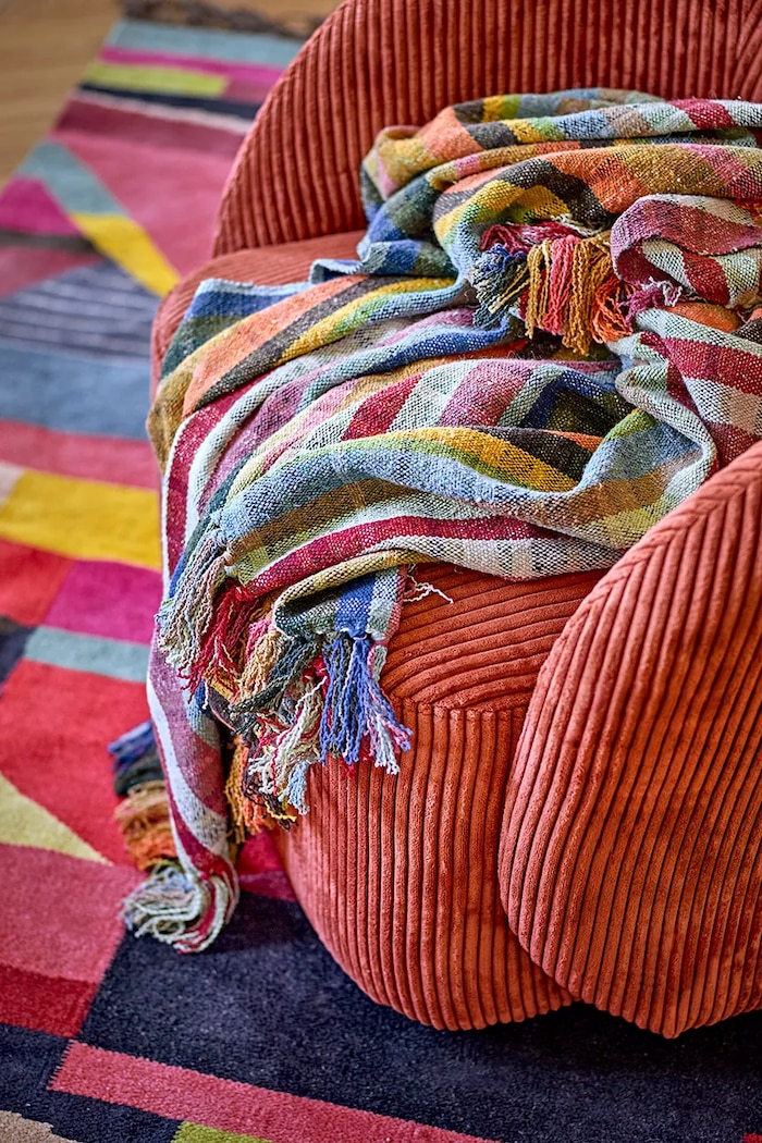 Bloomingville cuvertură de pat din bumbac Elmy 160 x 130 cm 82066443 multicolor
