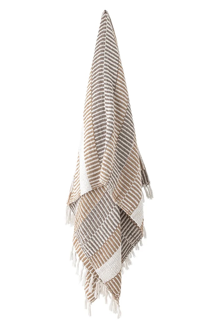 Bloomingville koc bawełniany Insel 160 x 130 cm 82062377 beżowy AA00