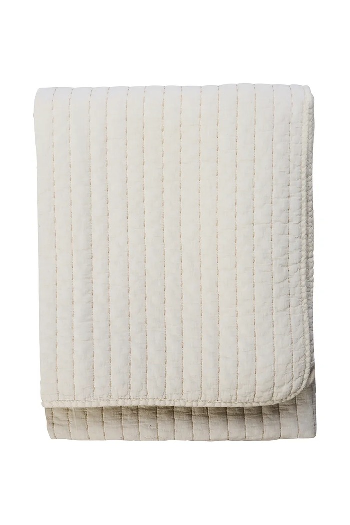 Madam Stoltz cuvertură de pat din bumbac 130 x 180 cm bej S19QBC044ST
