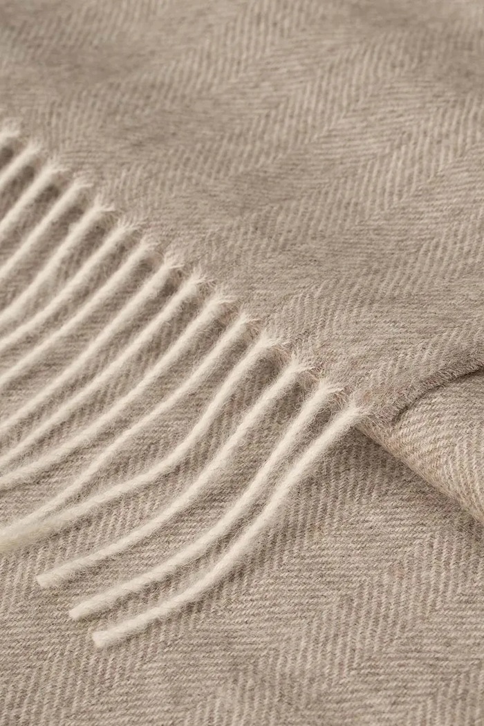 Deka z vlny alpaky My Alpaca Fishbone 150 x 200 cm THPPER150200FISHBONEBE bílá AA00
