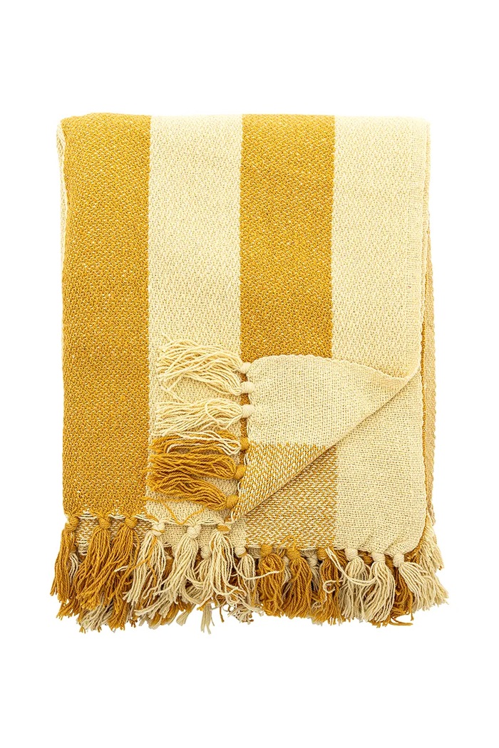 Bloomingville Narzuta z bawełną 160 x 130 cm żółty 82063495