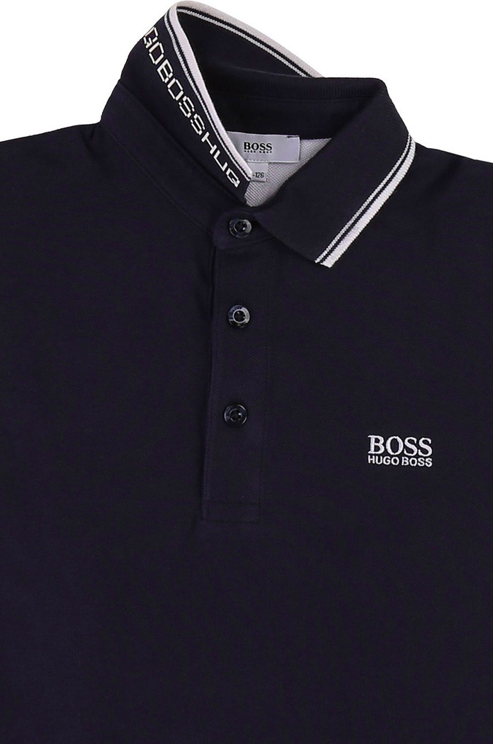 Chlapec Boss - Detské polo tričko 104-110 cm J25P17 tmavomodrá