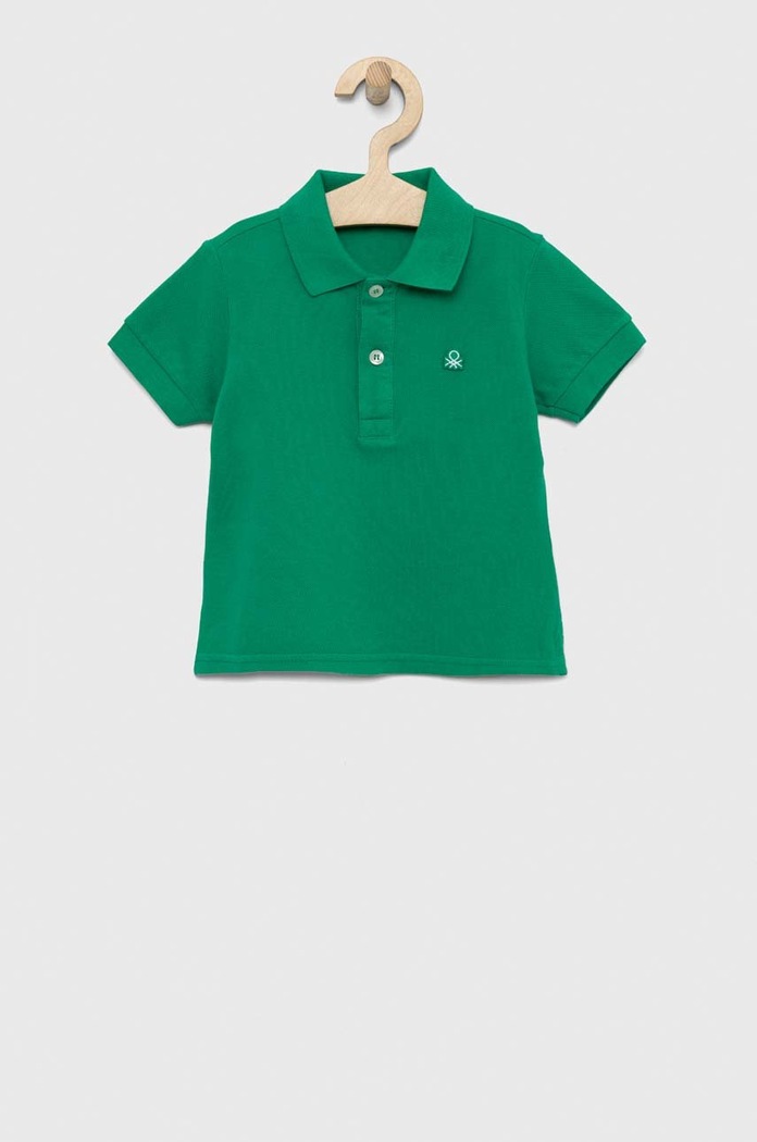 Pamučna polo majica United Colors of Benetton bez uzorka zelena 3089G3008.P.NOS