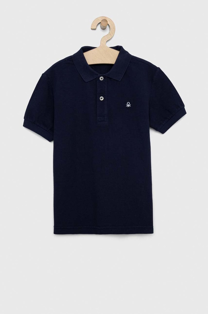 Pamučna polo majica United Colors of Benetton bez uzorka mornarsko plava 3089C300Q.G.NOS