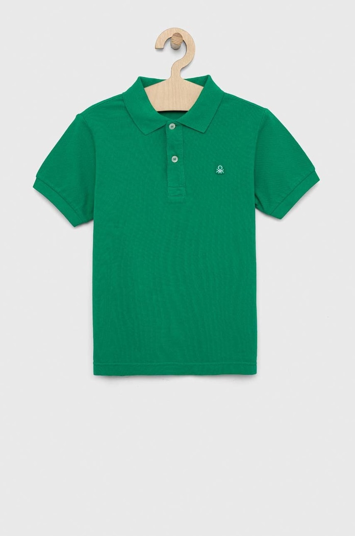 Παιδικά βαμβακερά μπλουζάκια πόλο United Colors of Benetton βαμβάκι πράσινο 3089C300Q.G.NOS