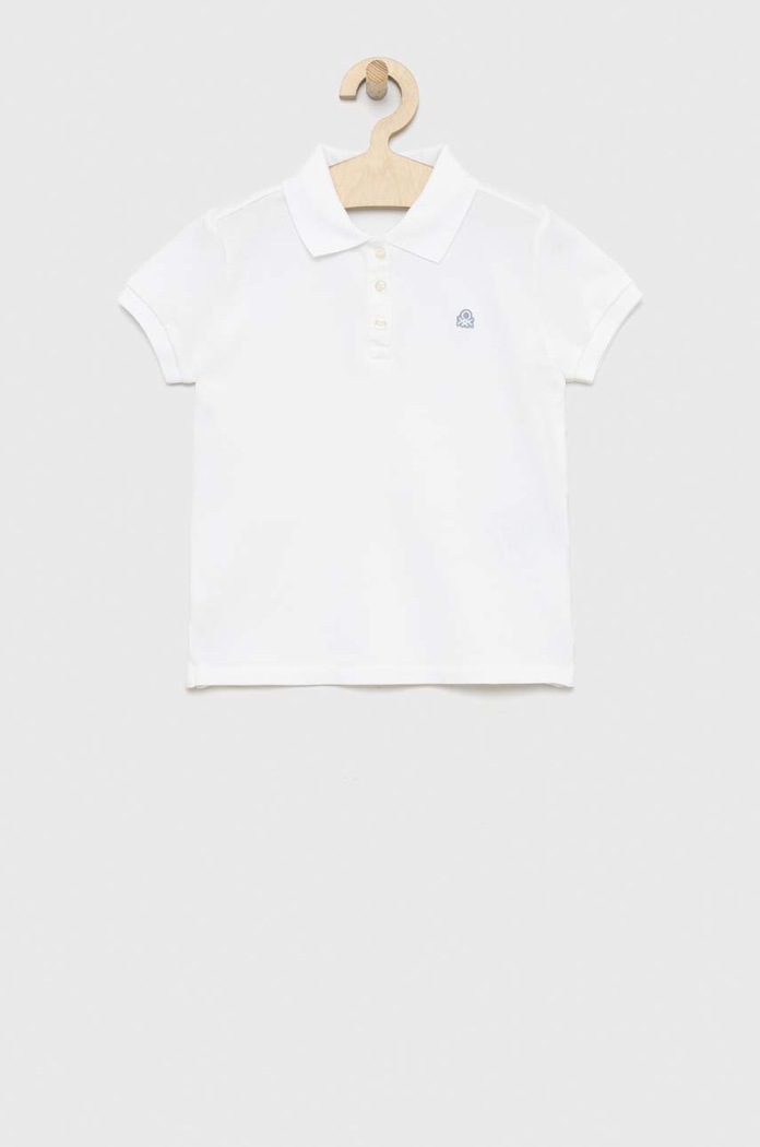 Dětské polo tričko United Colors of Benetton s elastanem bílá 3WG9C300O.G.NOS