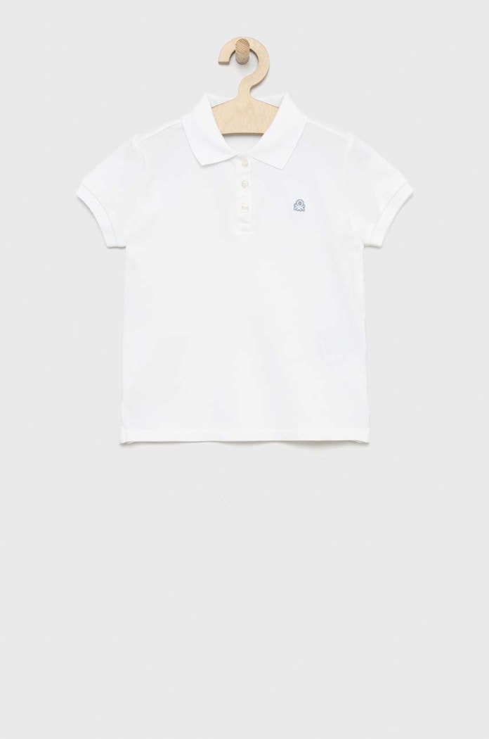 Dětské polo tričko United Colors of Benetton s elastanem bílá 3WG9C300O.G.NOS