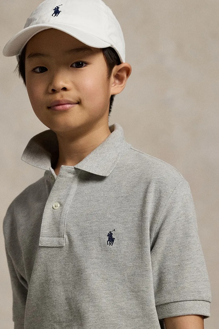 Polo Ralph Lauren detské bavlnené polo tričko sivá 323603252002