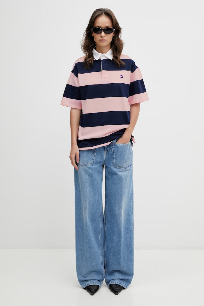 Coperni polo in cotone Striped Polo COPJS117F5026 rosa