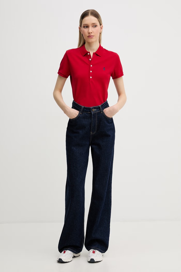 Ρούχα Polo Ralph Lauren πόλο γυναικείο 211B18200 κόκκινο