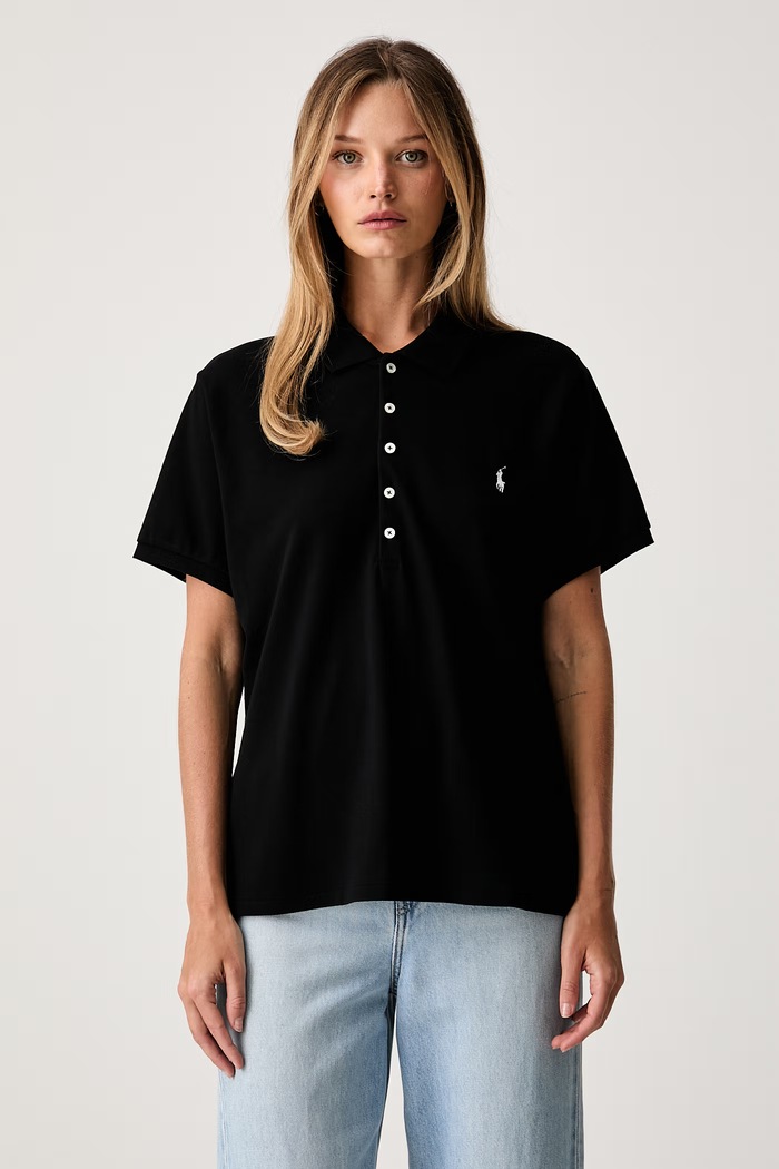 Polo Ralph Lauren polo damskie z bawełną czarny 211B18202