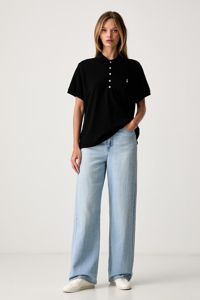 Polo Ralph Lauren polo damskie z bawełną 211B18202 czarny AA00