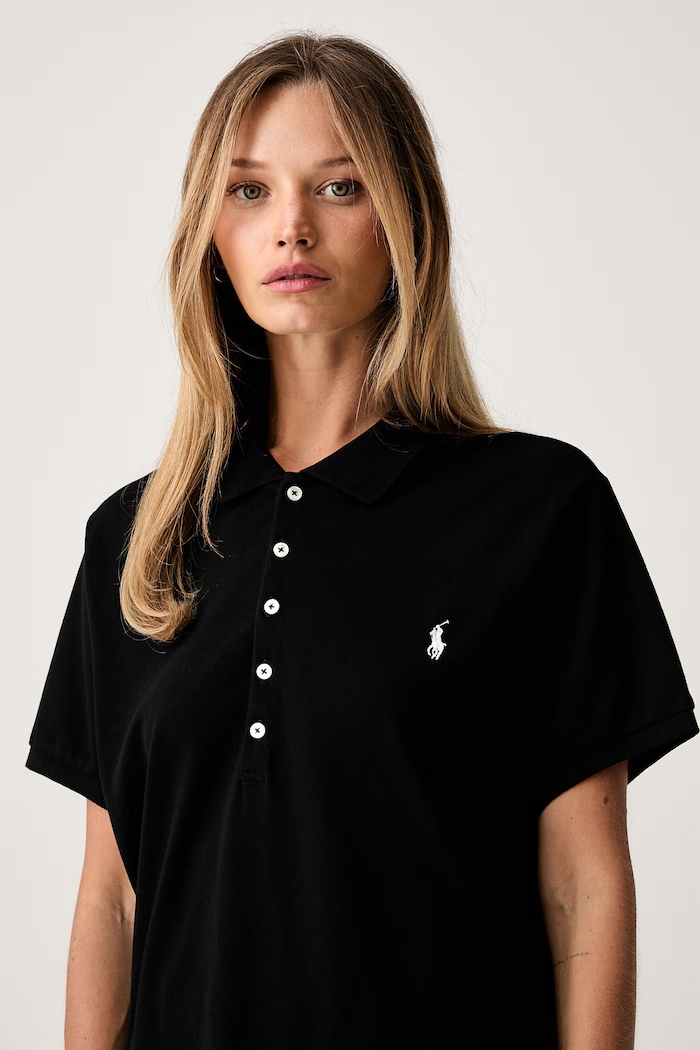Polo Ralph Lauren polo damskie z bawełną czarny 211B18202
