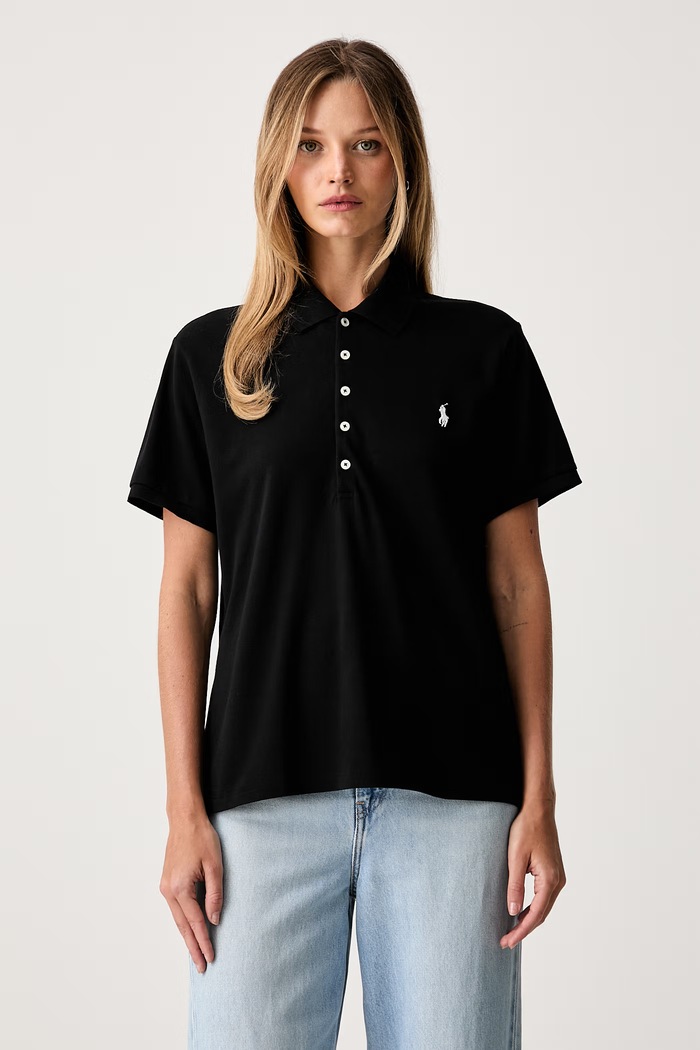 Polo Ralph Lauren polo damskie z bawełną czarny 211B18201