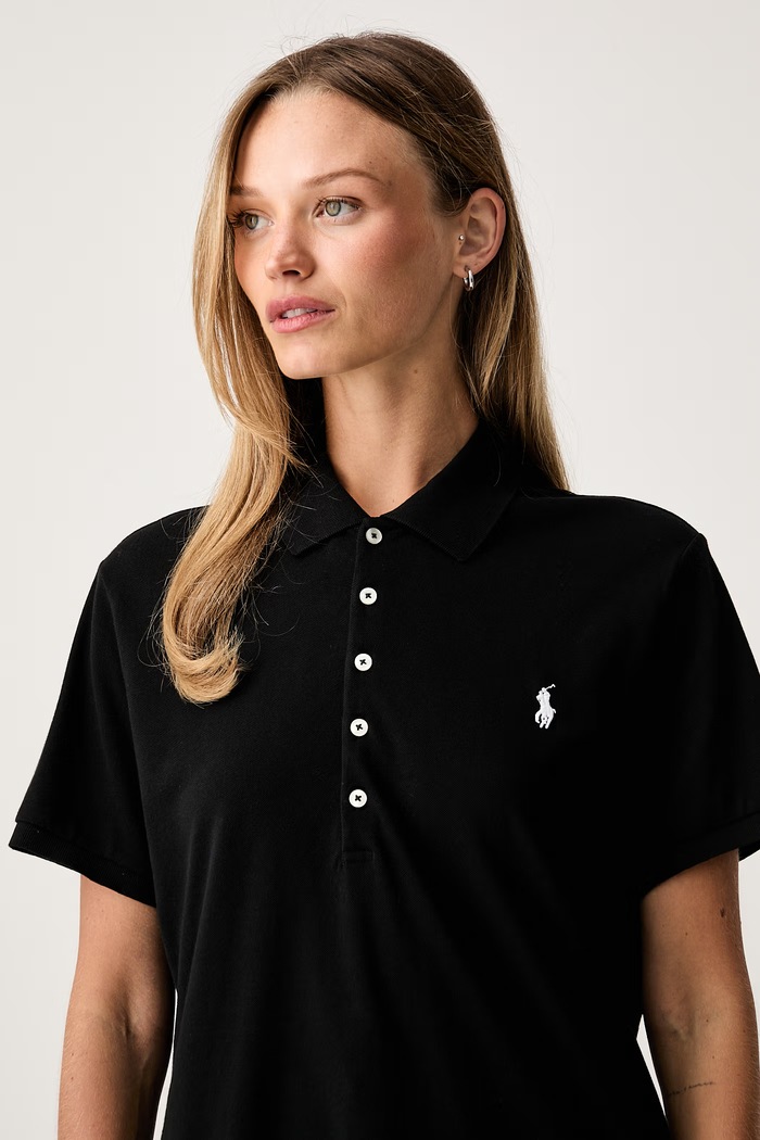 Polo Ralph Lauren polo damskie z bawełną czarny 211B18201