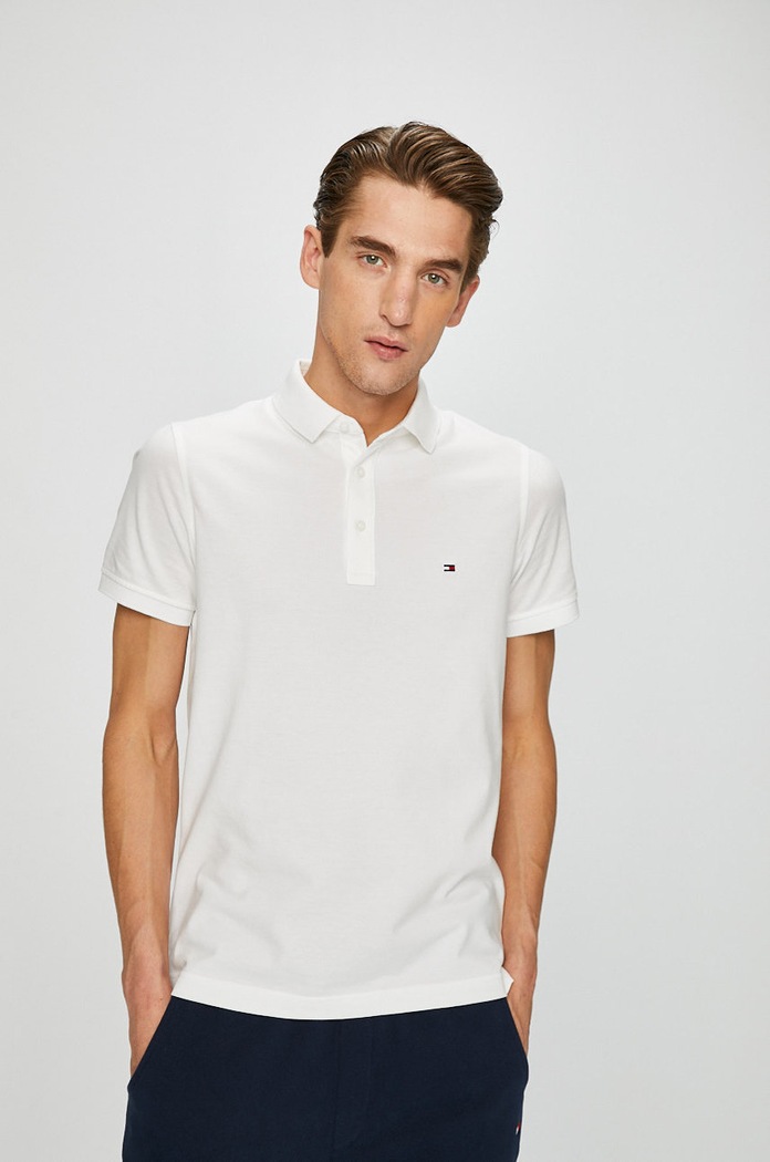 Tommy Hilfiger - Polo tričko bavlna bílá MW0MW04975