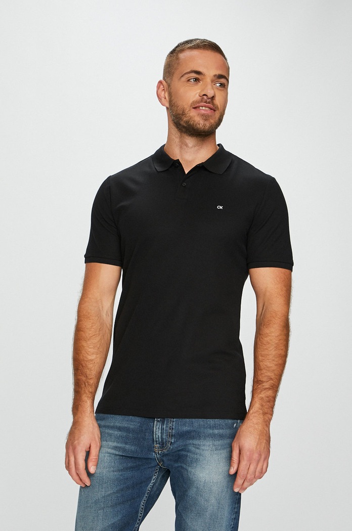 Calvin Klein - Pánske polo tričko jednofarebný čierna K10K102964