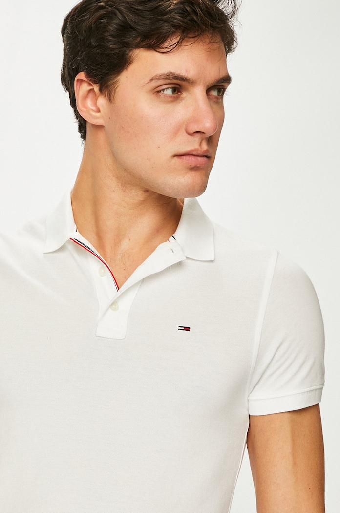 Tommy Jeans - Pánske polo tričko biela DM0DM04266