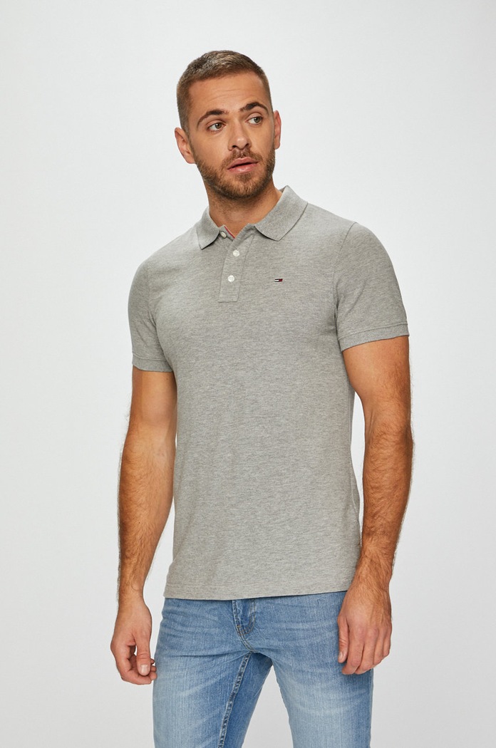 Tommy Jeans - Polo tričko hladký šedá DM0DM04266