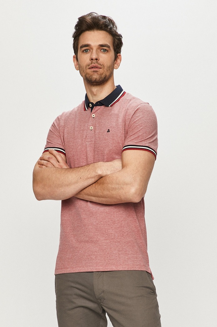 Polo tričko Jack & Jones jednofarebný červená 12136668