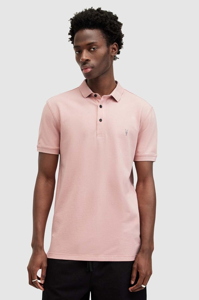 AllSaints tricou polo regular roz MD051H