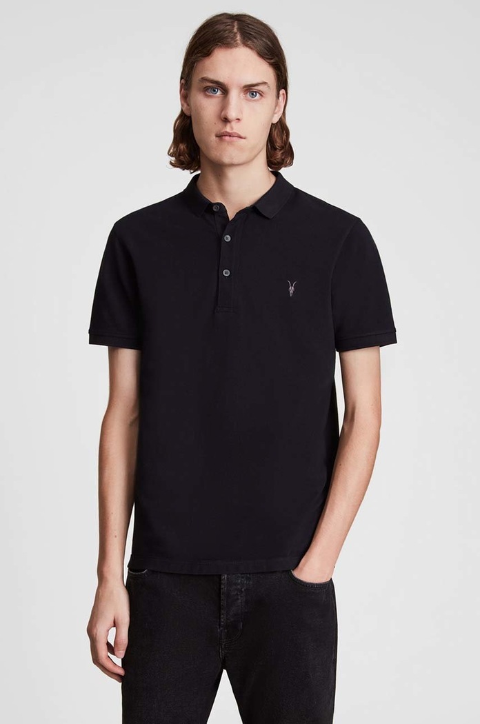 AllSaints - Tricou Polo Reform Polo regular negru MD051H
