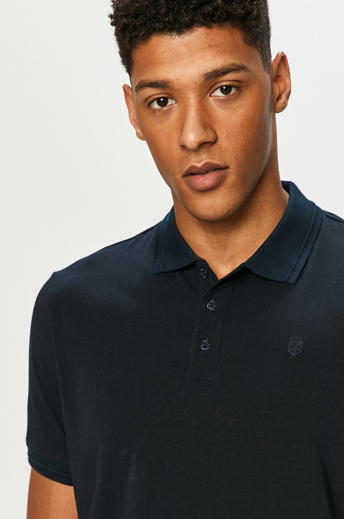Premium by Jack&Jones - Тениска с яка тъмносин 12184709
