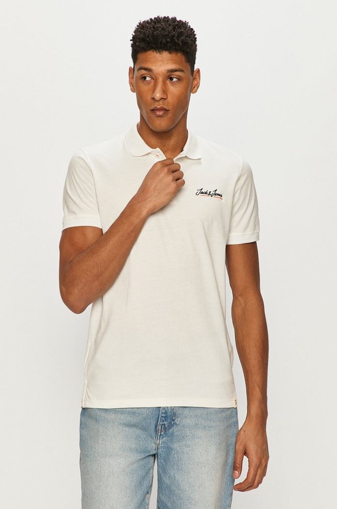 Jack & Jones - Polo tričko jednofarebný biela 12186778