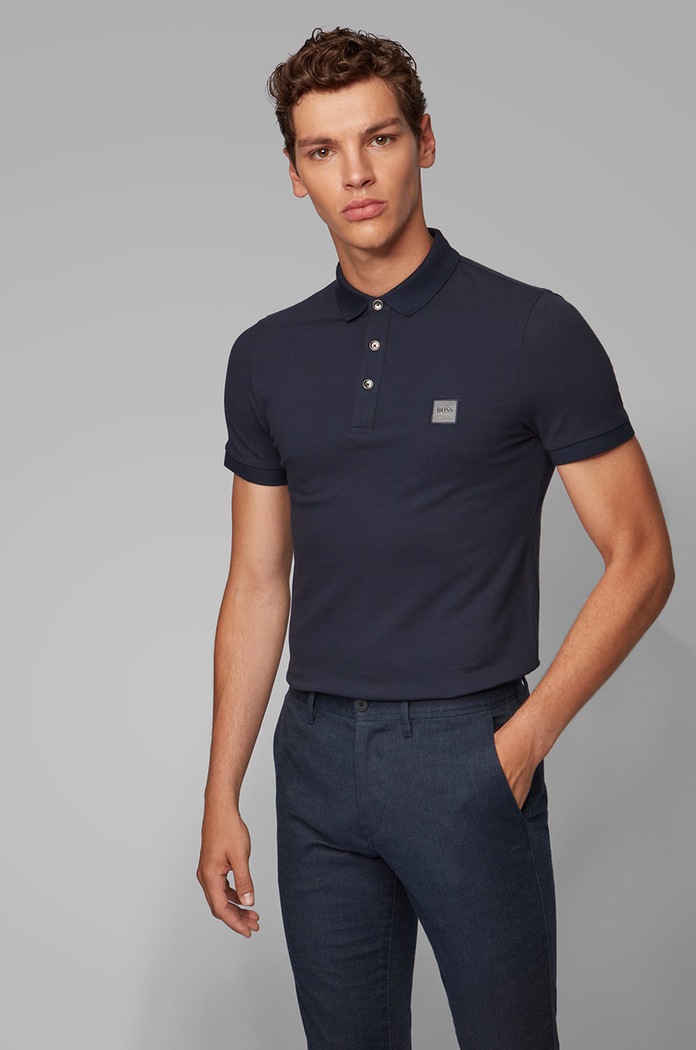 Polo tričko Boss s elastanom tmavomodrá 50378334.NOS