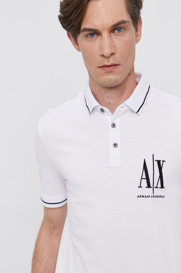 Polo majica Armani Exchange bijela 8NZFPA.Z8M5Z.NOS