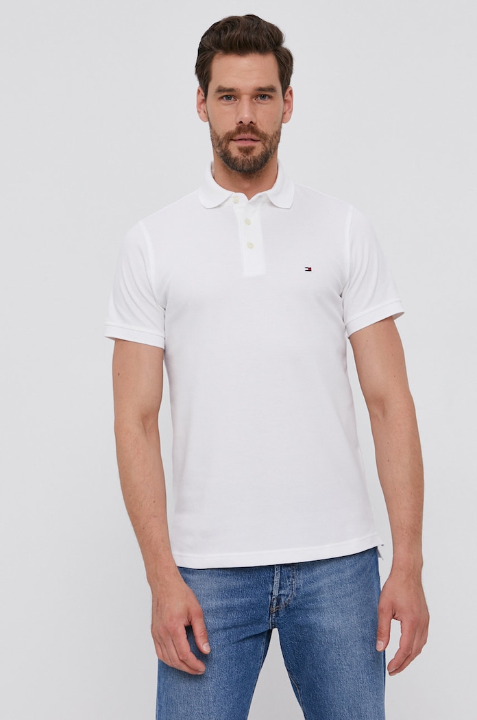Tommy Hilfiger poló sima fehér MW0MW17771.NOS