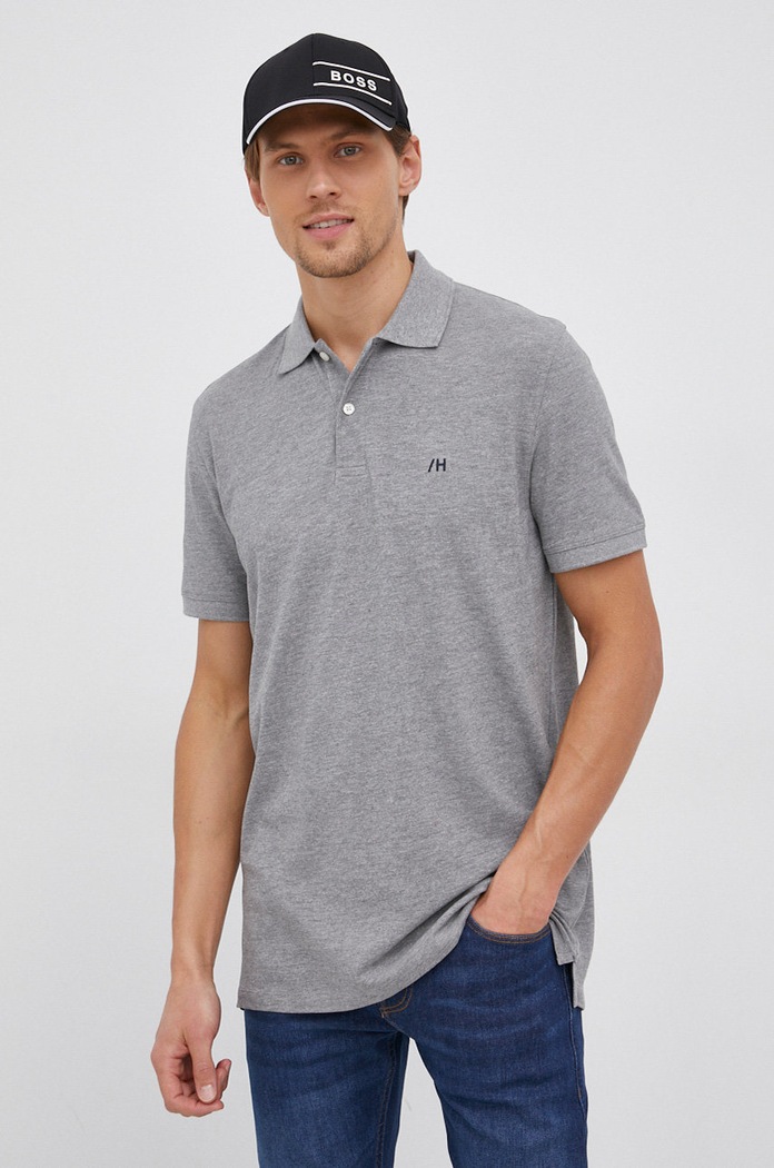 Polo tričko Selected Homme jemný vzor šedá 16082840.MediumGrey