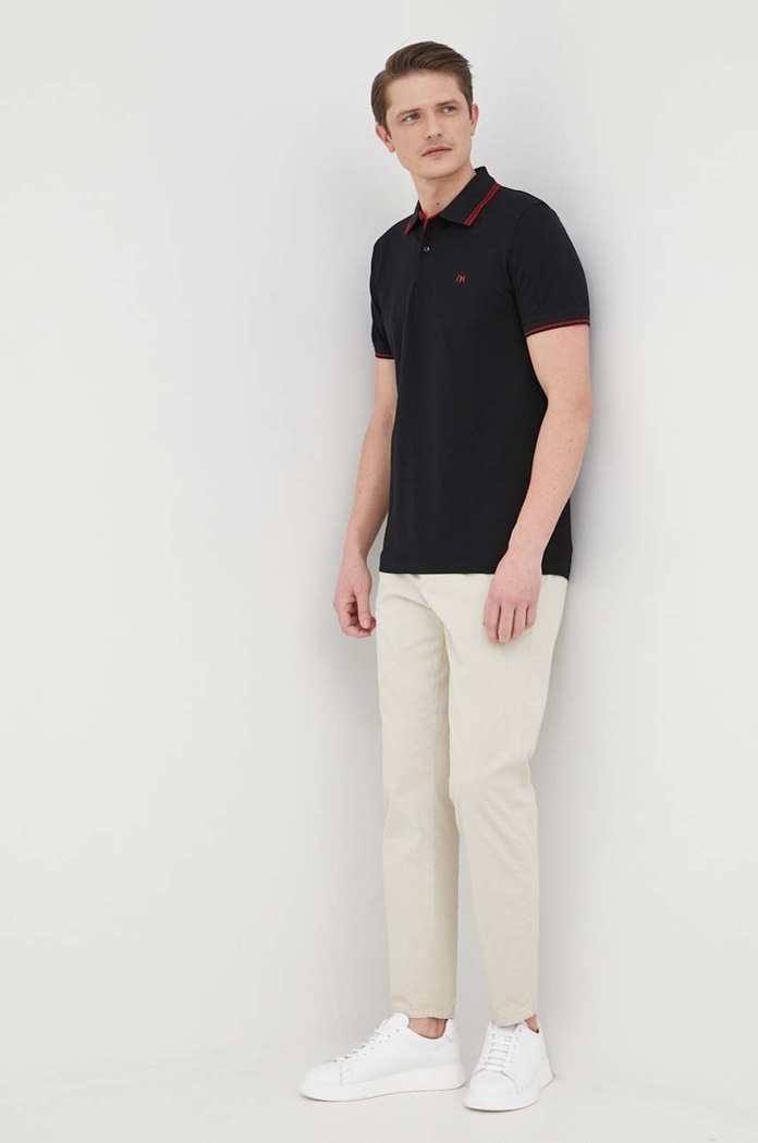 Selected Homme polo bawełniane regular czarny 16082841.Black