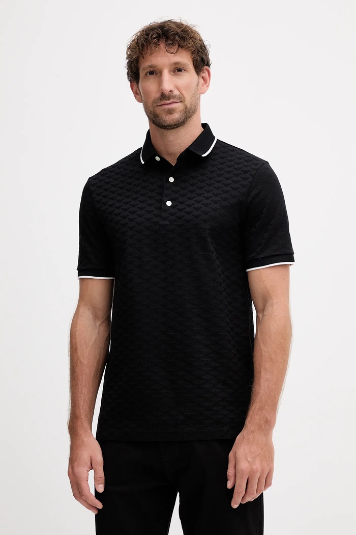 Emporio Armani polo bawełniane bawełna czarny 8N1FP0.1JHWZ.NOS