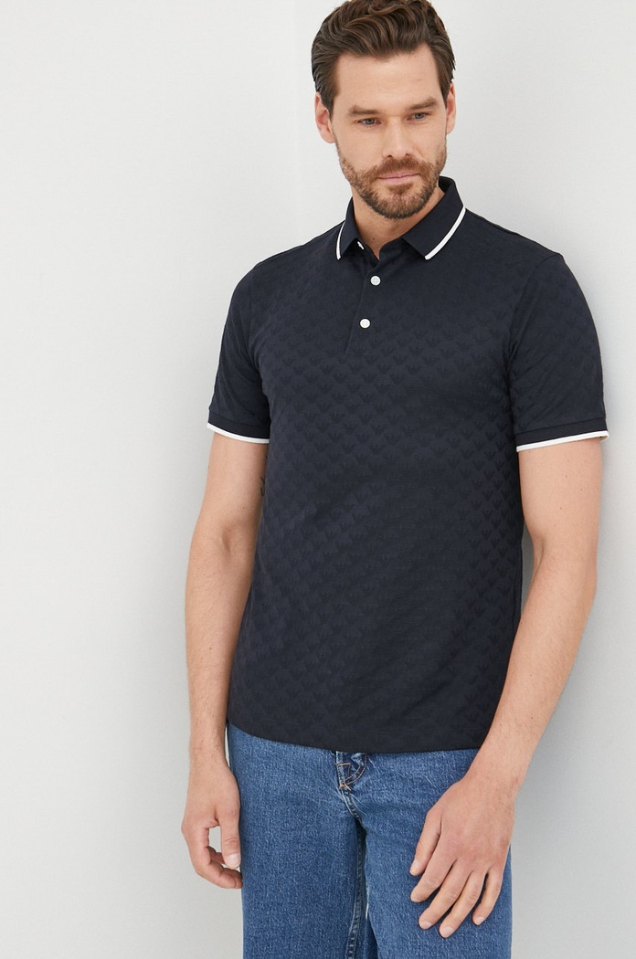 Bavlnené polo tričko Emporio Armani slim tmavomodrá 8N1FP0.1JHWZ.NOS