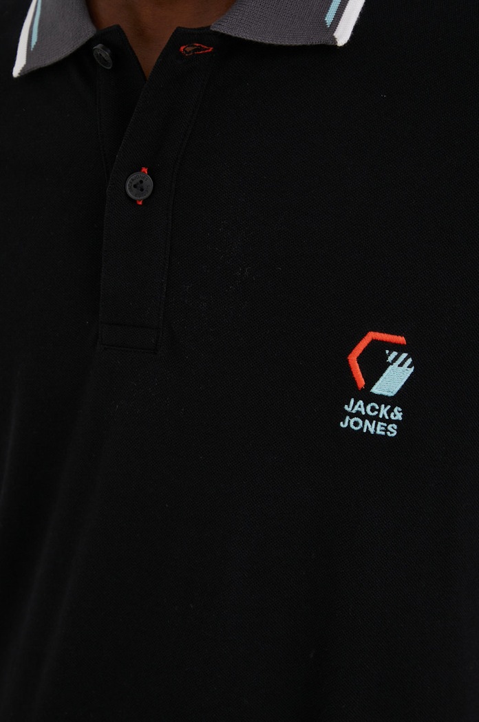 Polo bawełniane Jack & Jones czarny 12204909.Black