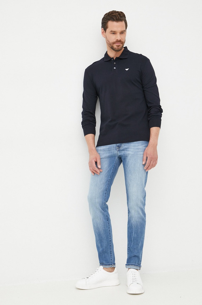 Emporio Armani longsleeve bawełniany bawełna granatowy 8N1FQ0.1JTKZ.NOS