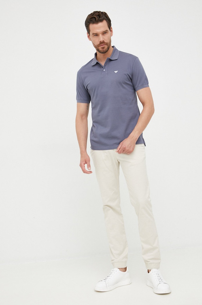 Emporio Armani polo bawełniane 8N1FQ2.1JTKZ.NOS szary AA00