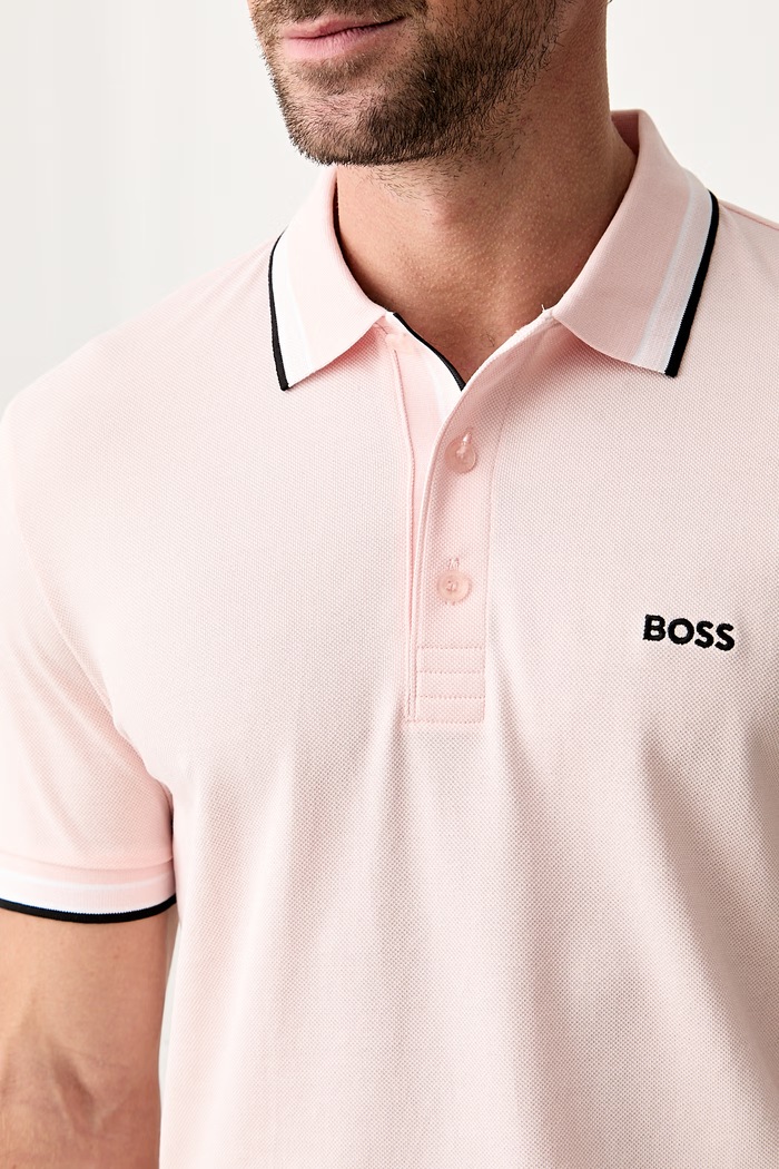 BOSS Green πόλο ανδρικό βαμβακερό Paddy 50469055 ροζ