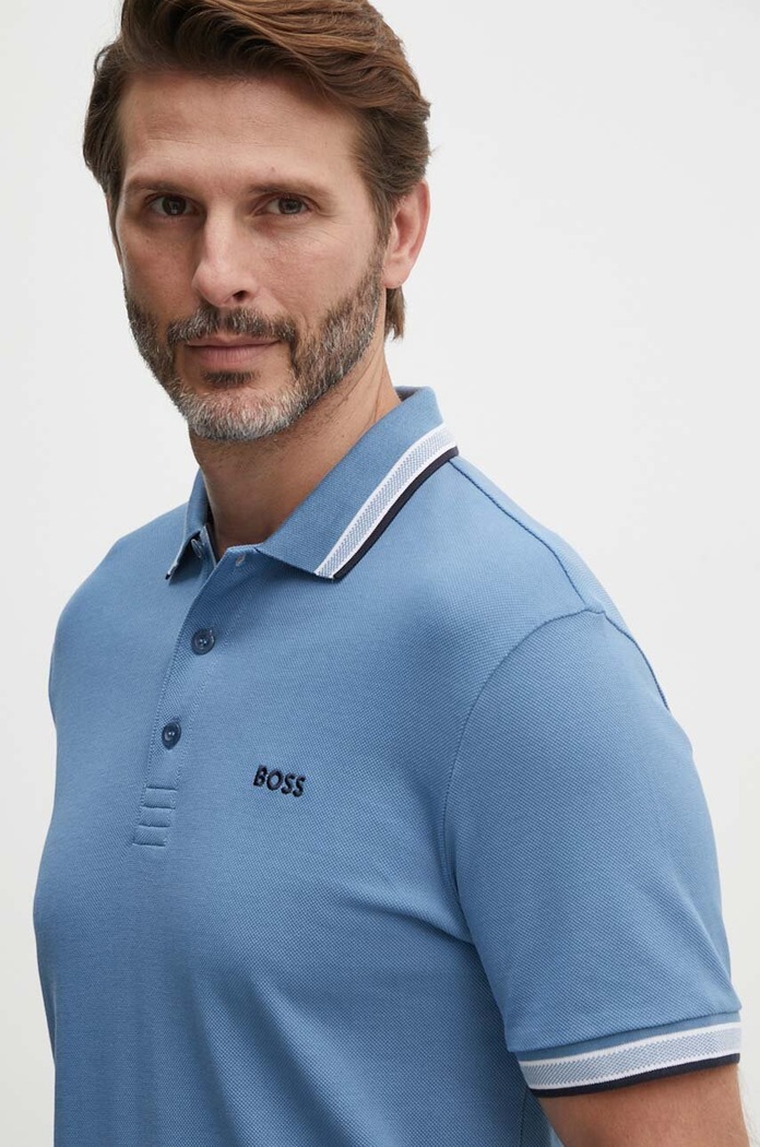 Odzież BOSS Green polo męskie bawełniane Paddy 50469055 niebieski