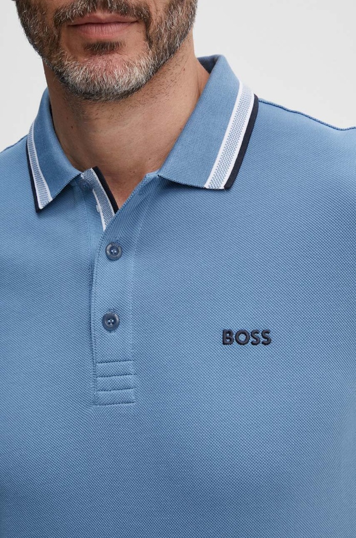 BOSS Green polo męskie bawełniane Paddy niebieski 50469055