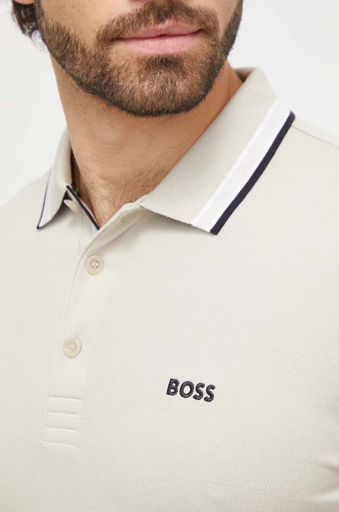 BOSS Green polo męskie bawełniane Paddy beżowy 50469055