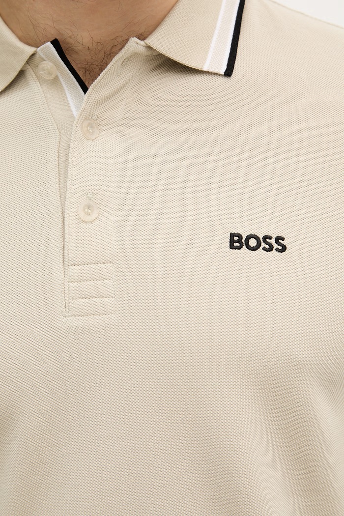 BOSS Green πόλο ανδρικό βαμβακερό Paddy 50469055 μπεζ