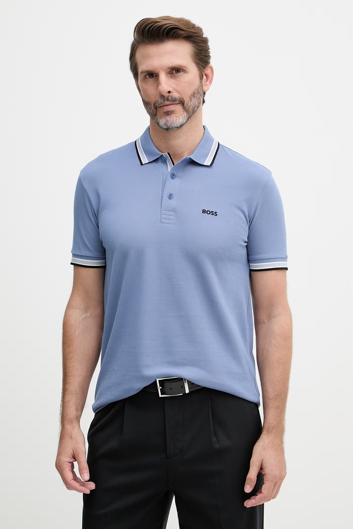 BOSS Green polo tričko pánske bavlnené Paddy modrá 50469055