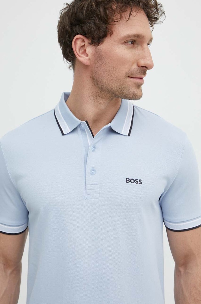 Polo męskie bawełniane Paddy BOSS Green 50469055 niebieski