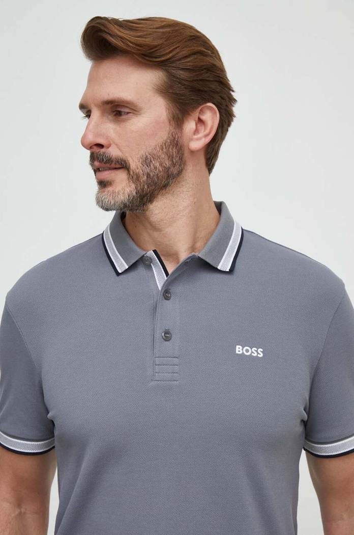Odzież BOSS Green polo męskie bawełniane Paddy 50469055 szary