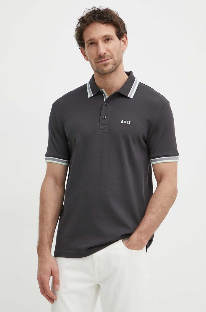 BOSS Green polo męskie bawełniane Paddy 50469055 szary AA00