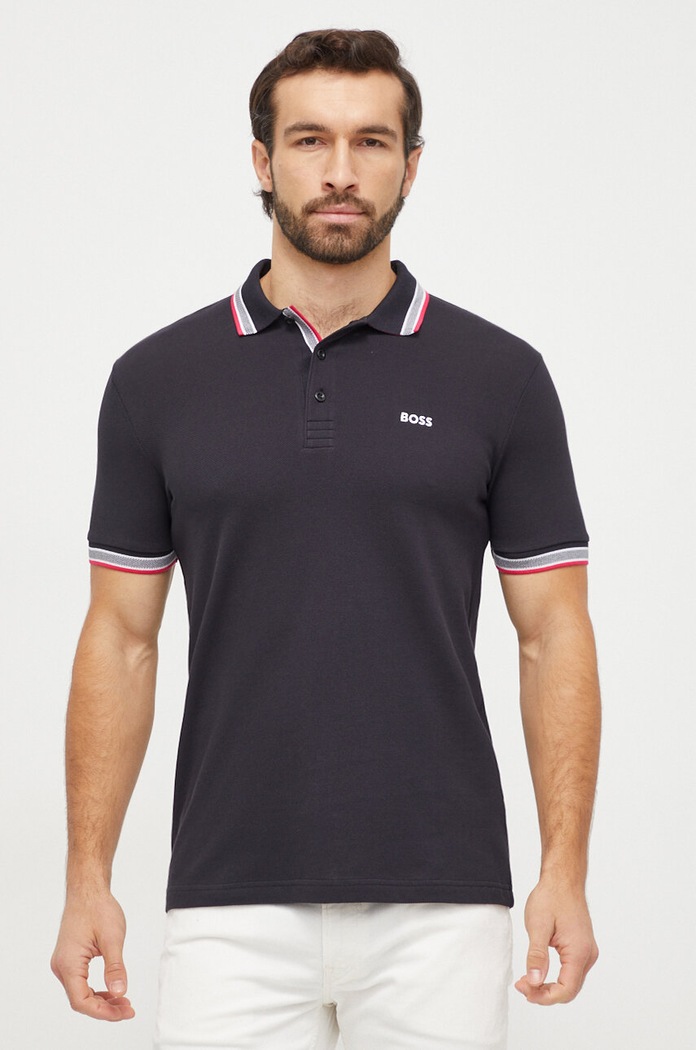 Odzież BOSS Green polo męskie bawełniane Paddy 50469055 czarny