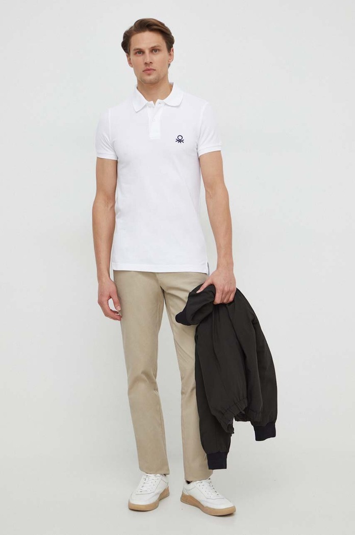 Βαμβακερό μπλουζάκι πόλο United Colors of Benetton 3089J3178 λευκό AA00