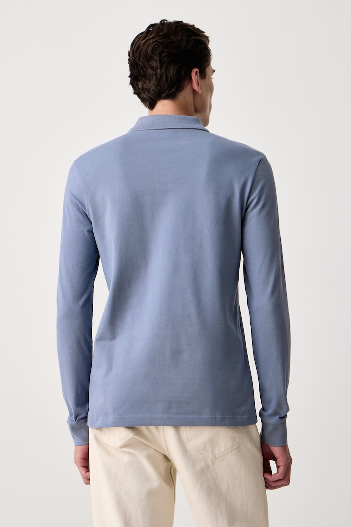 Odzież BOSS Orange Longsleeve męski bawełniany z elastanem Passerby 50507704 niebieski